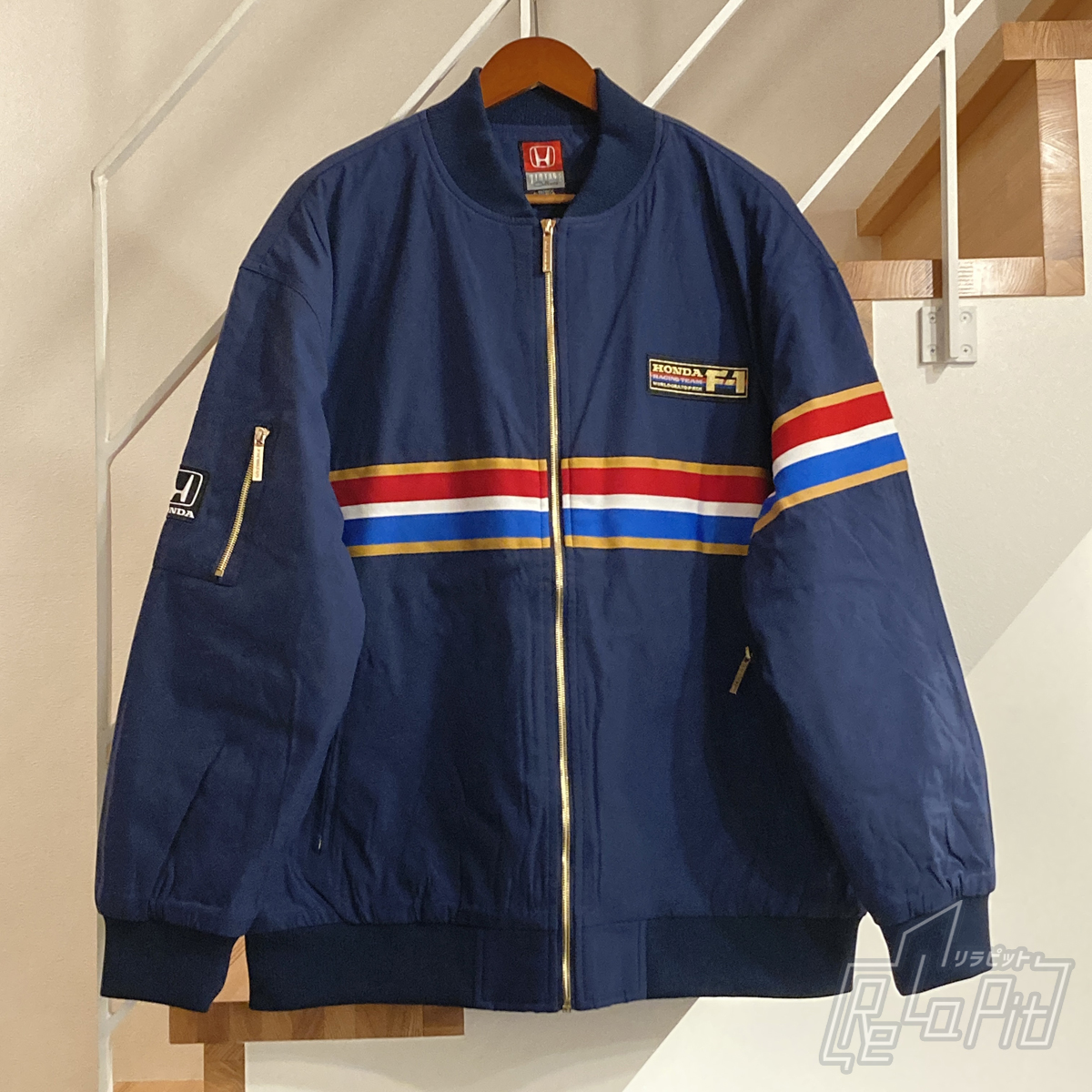 【ReLaPit古着販売】【宅急便発送】ホンダ 第2期 F1 ヴィンテージ 復刻 ジャケット ネイビー サイズXL