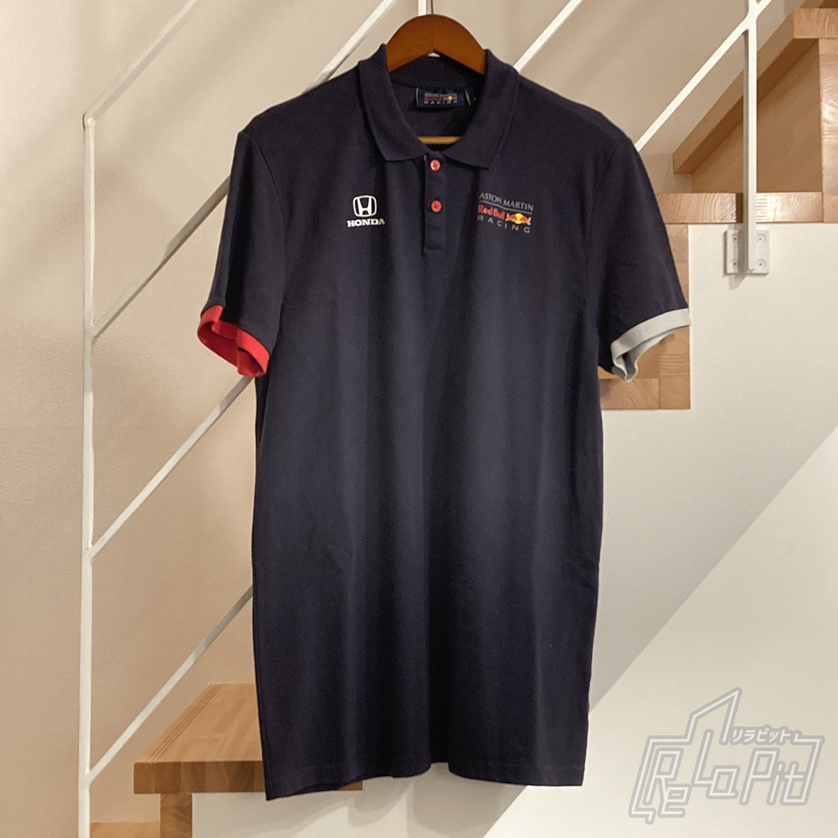 【ReLaPit古着販売】【メール便発送】レッドブル レーシング × ホンダ チーム ポロ ネイビー サイズL