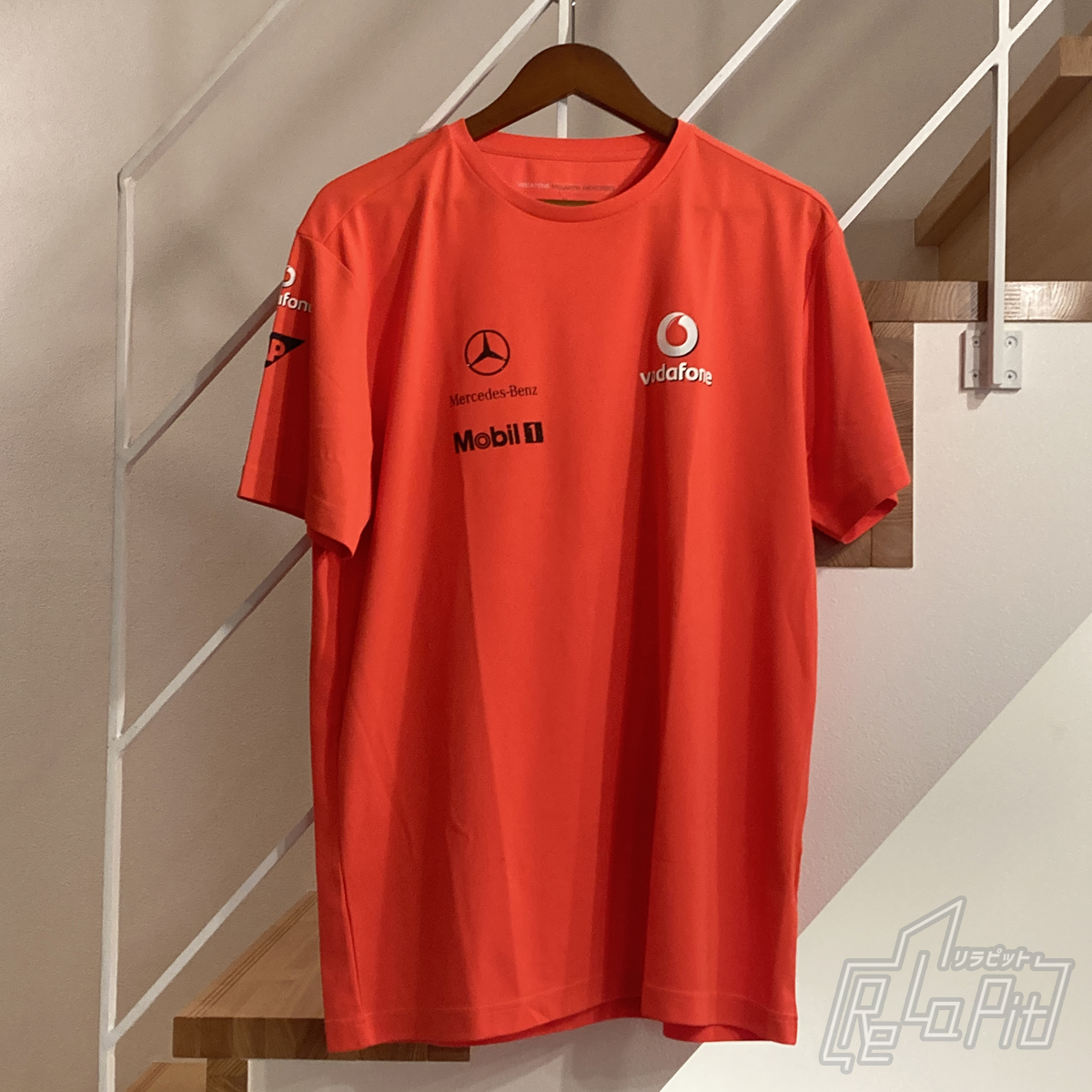【ReLaPit古着販売】【メール便発送】ボーダフォン マクラーレン メルセデス チーム Tシャツ 蛍光オレンジ サイズ