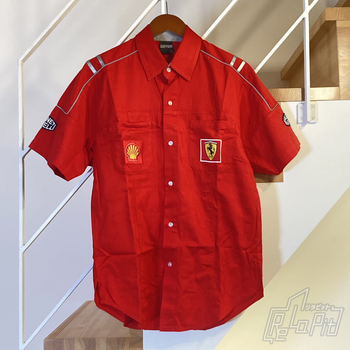 【ReLaPit古着販売】【メール便発送】フェラーリ MAGNETI MARELLI シェル チーム シャツ レッド Mサイズ