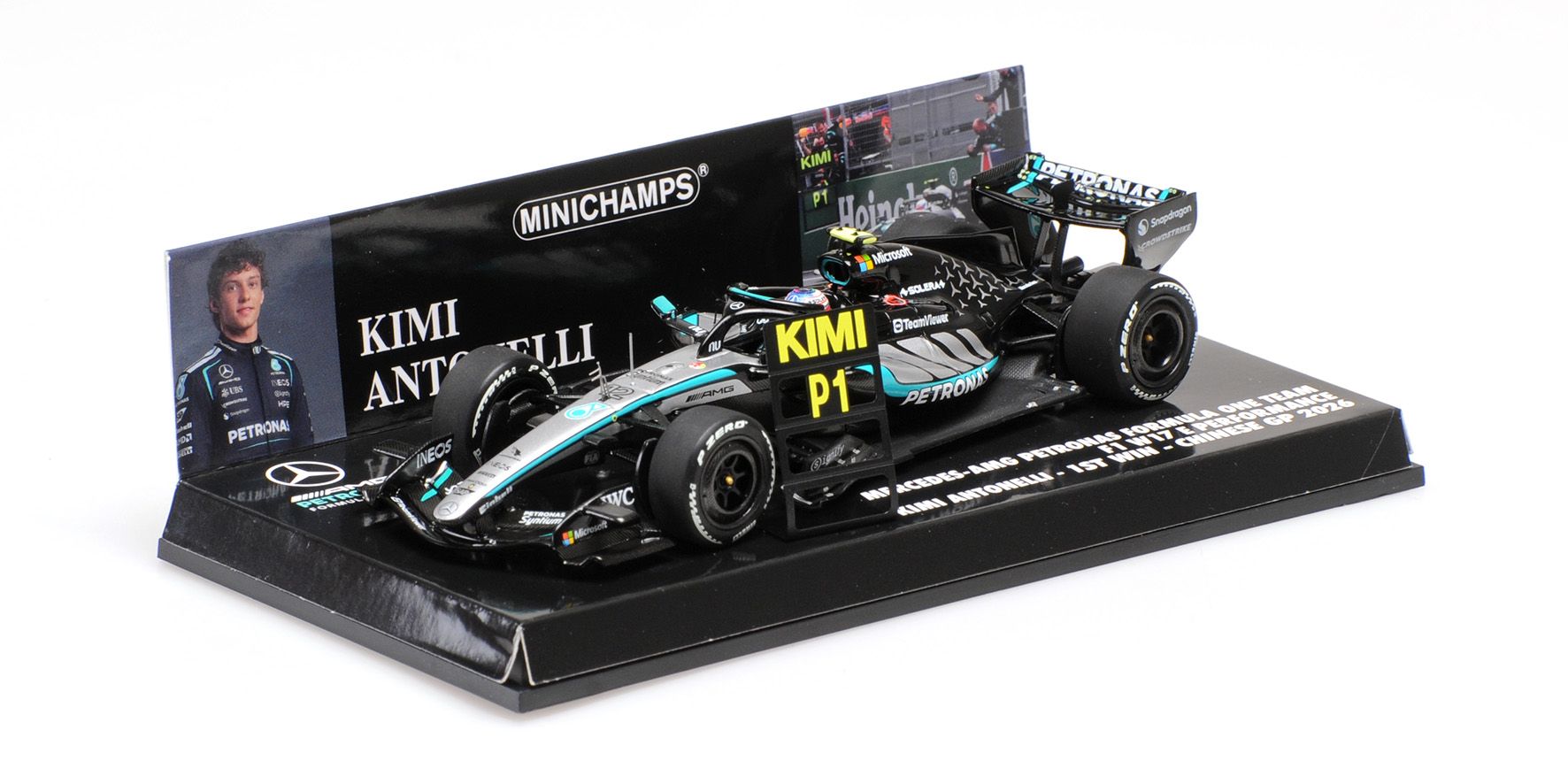 ミニチャンプス 417260212 1/43 メルセデス W17 K.アントネッリ 2026年中国GP 優勝 ピットボード付 No.12