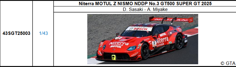 スパーク(43SGT25003)ご予約商品】1/43 Niterra MOTUL Z NISMO スパーク(43SGT25003)ご予約商品】1/43 Niterra MOTUL Z NISMO