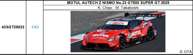日産オンラインショップ：MOTUL AUTECH Z (GT500 SUPER GT 2023