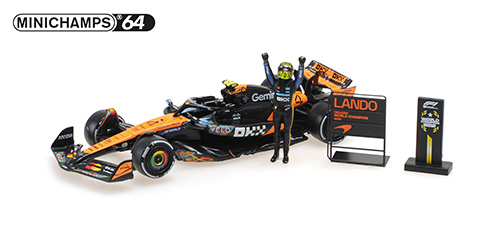 スパーク 1/64 マクラーレン MCL39 L.ノリス 2025年アブダビGPワールドチャンピオン – with FIGURINE. 2-PITBOARDS