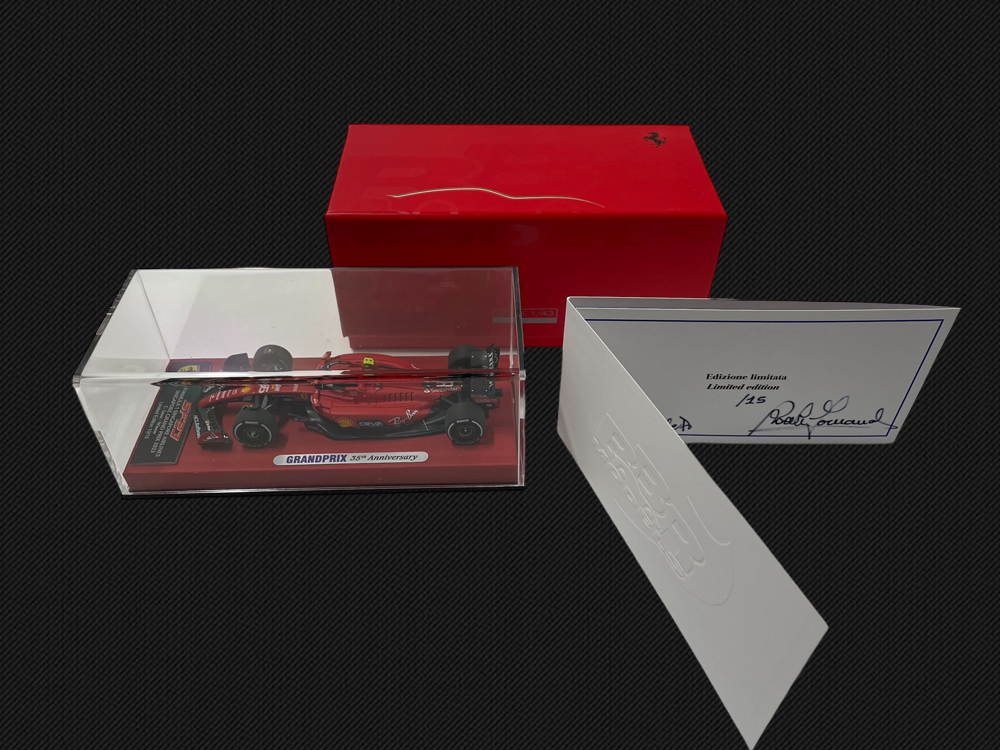 F1SHOPGRANDPRIX別注(当店別注)創業35周年記念モデル BBR Exclusive  1/43 フェラーリ SF23 C.サインツ 2023シンガポールGP優勝 15台限定