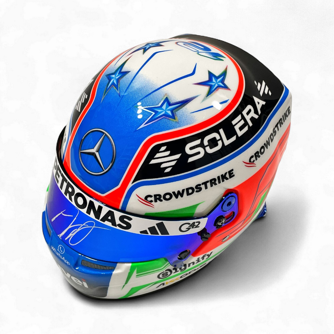 2025 K.アントネッリ直筆サイン入 メルセデス 1/2ヘルメット F1グッズ