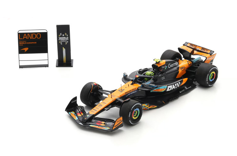 スパーク 1/43 マクラーレン MCL39 L.ノリス 2025年アブダビGP3位 F1 Drivers' World Champion 2025 No.4(Pit board付属大型台座＆タイヤマーク印刷) 