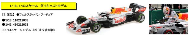 【ミニチャンプス(110212633)ご予約商品8/16締切】1/18 レッドブル ホンダ RB16B M.フェルスタッペン 2021年トルコGP 2位 フィギュア付 ダイキャストモデル 予価：税込￥41800