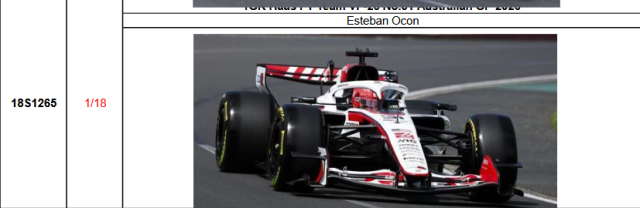 【スパーク(18S1265)ご予約商品4/26締切】1/18 ハースF1 VF-26 E.オコン 2026年オーストラリアGP No.31 予価：税込￥34650 