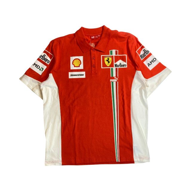 フェラーリ 2007 チーム支給品チーム ポロシャツ プーマ製 レッド サイズ:XL マルボロ仕様 新品タグつき