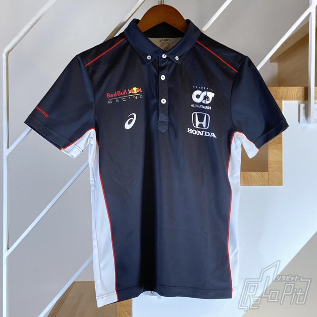 【ReLaPit古着販売】【メール便発送】アシックス ホンダレーシング レッドブル レーシング アルファタウリ ポロ ブラック サイズ:S