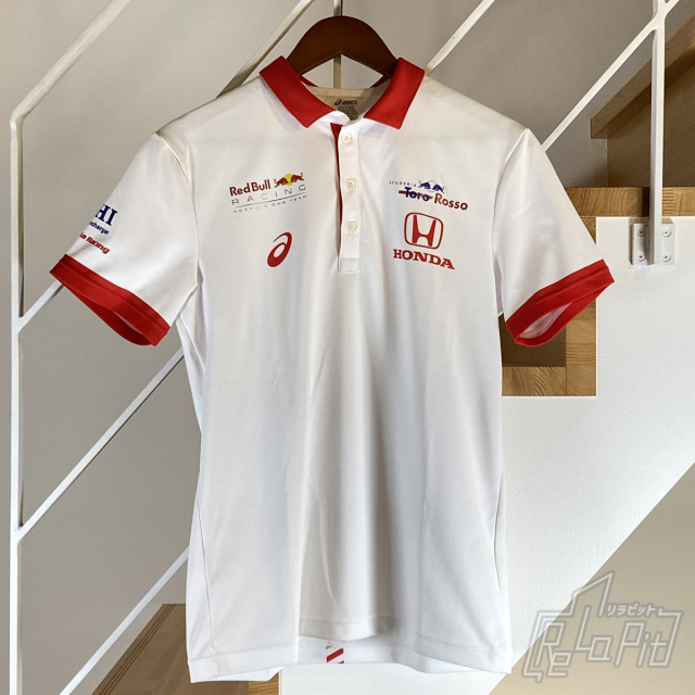 【ReLaPit古着販売】【メール便発送】アシックス ホンダレーシング レッドブル トロロッソ ポロ ホワイト サイズ:S