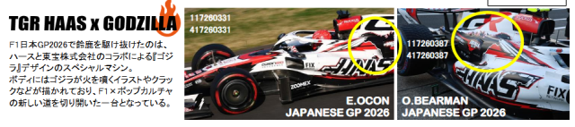 【ミニチャンプス(417260387)ご予約商品4/29締切】1/43 TGR ハース VF-26 O.ベアマン 日本GP 2026 ゴジラデザイン 予価：税込￥19250