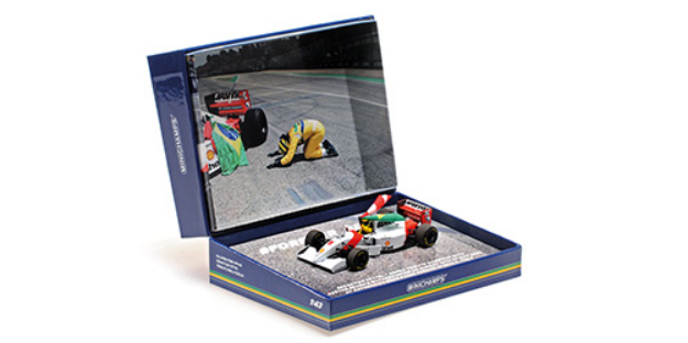 ミニチャンプス 1/43 マクラーレンフォード MP4/8 S.ベッテル イモラ セナトリビュート 2024/5/18 スタンディングフィギュア&フラッグ付き