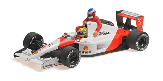 ミニチャンプス 1/18 マクラーレン ホンダ MP4/6 A.セナ メキシコGP 1991 ライドオン J.アレジフィギュア付 