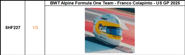 【スパーク(5HF227)ご予約商品11/23締切】1/5 F.コラピント 2025年USGPヘルメット  予価：税込￥8250