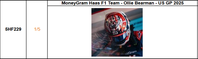 【スパーク(5HF229)ご予約商品11/23締切】1/5 O.ベアマン 2025年USGPヘルメット  予価：税込￥8250