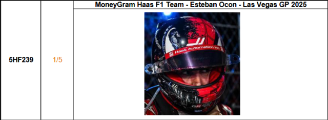 【スパーク(5HF239)ご予約商品12/25締切】1/5 E.オコン 2025年ラスベガスGPヘルメット 予価：税込￥8250