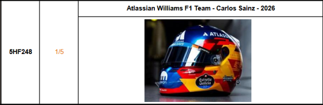 【スパーク(5HF248)ご予約商品4/5締切】1/5 C.サインツ 2026年ヘルメット 予価:税込¥8250