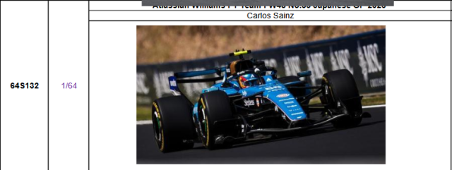【スパーク(64S132)ご予約商品4/26締切】1/64 ウィリアムズ FW48 C.サインツ 2026年日本GP No.55 予価：税込￥3300 