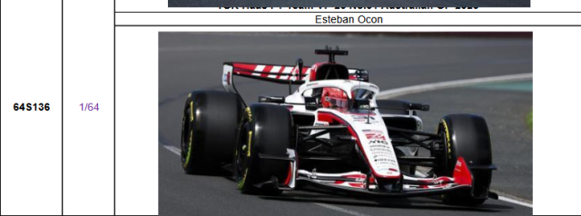 【スパーク(64S136)ご予約商品4/26締切】1/64 ハースF1 VF-26 E.オコン 2026年オーストラリアGP No.31 予価：税込￥3300 