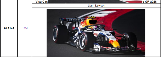 【スパーク(64S142)ご予約商品4/26締切】1/64 レーシングブルズ VCARB03 L.ローソン 2026年中国GP7位 No.30 予価：税込￥3,300 