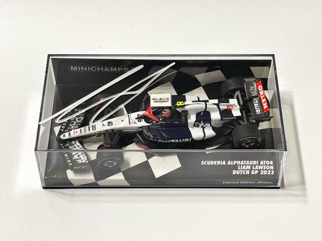L.ローソン直筆サイン入 ミニチャンプス 1/43 アルファタウリ AT04 2023年オランダGP