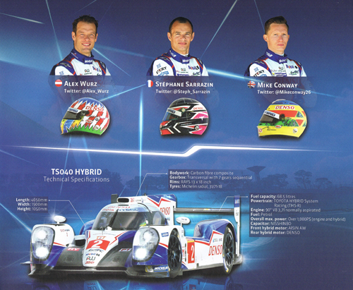 2015 WEC TOYOTA(トヨタ) TS040 チームカード NO2 TYPEB