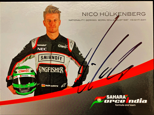 【2025イギリスGPポイントUPフェアー】対象商品 N.ヒュルケンベルグ 直筆サイン入　フォースインディア　ドライバーズカード(カードのみ）  