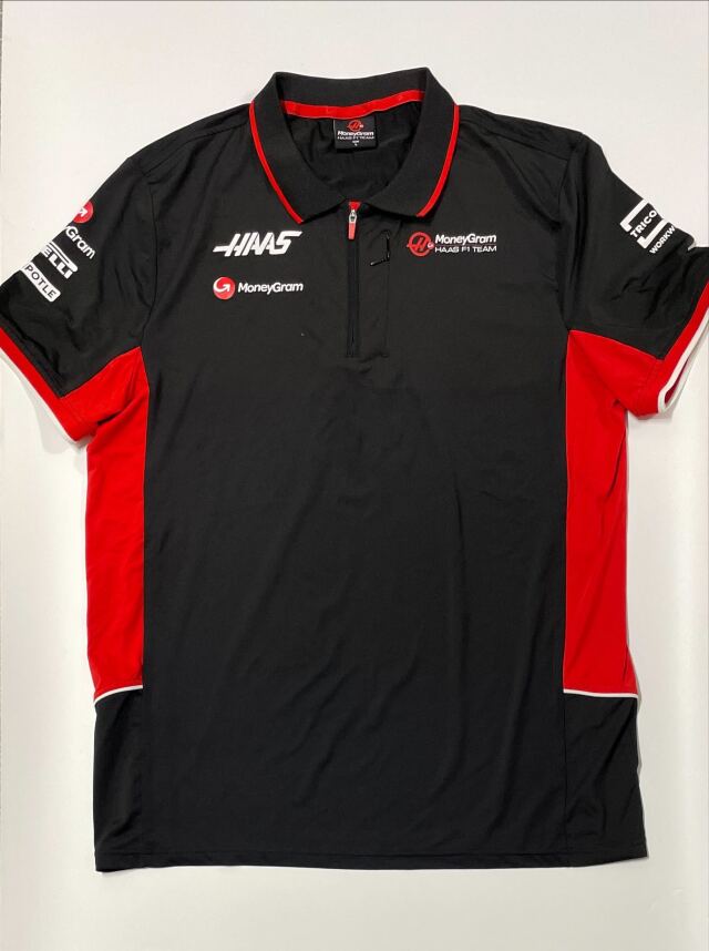 2024 ハースF1チーム チーム支給品 ZIPポロシャツ USED サイズL  ※サイズ：約着丈72ｘ身幅54cm
