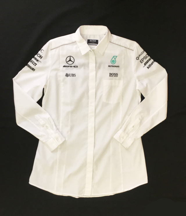 2017 メルセデスF1 チーム支給品 女性用 長袖ピットシャツ　HUGOBOSS製　USED　ほぼ新品 LADYSサイズL