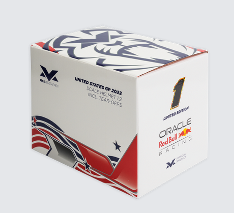 【並行輸入品】 M.フェルスタッペン 2022年アメリカGP レッドブル 1/2ヘルメット