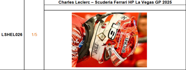【ルックスマート(LSHEL026)ご予約商品12/28締切】1/5 C.ルクレール ヘルメット 2025年ラスベガスGP 予価:税込¥9900