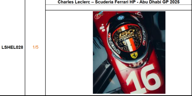 【ルックスマート(LSHEL028)ご予約商品2/8締切】1/5 C.ルクレール ヘルメット 2025年アブダビGP 予価：税込￥9900