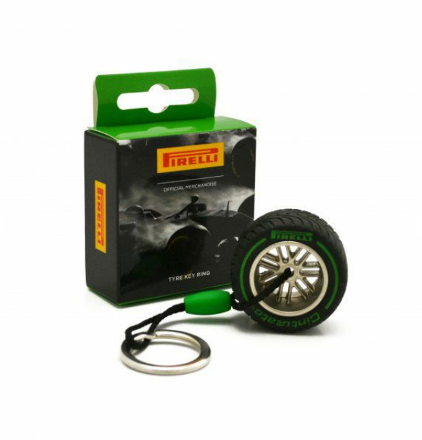 【PIRELLI 】ピレリ タイヤ キーホルダー インターミディエイト（グリーン）