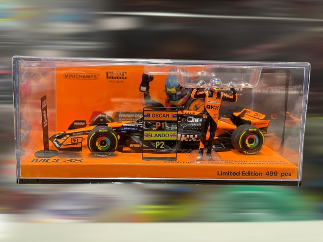 【並行輸入品】ミニチャンプス 海外別注限定品 1/43 マクラーレン MCL38 O.ピアストリ 2024年ハンガリーGP F1初優勝 フィギュア&2ピットボード付No.81