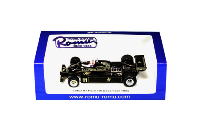 MODEL GARAGE ROMU【ロム別注】 スパーク 1/43 ロータス 91 フォード 中嶋 悟　1982/12/7 1ST F1テスト 700台限定