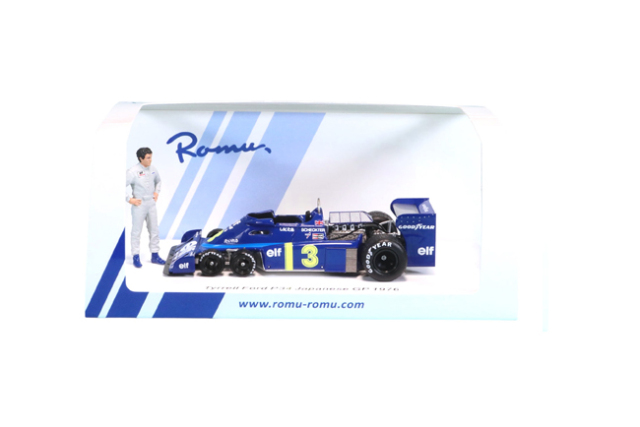 MODEL GARAGE ROMU【ロム別注】 スパーク 1/43 ティレル P34 J.シェクター 　1976年日本GP スタンディングフィギュア付き