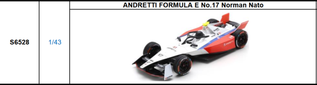 Spark Model 1:43 – Andretti Formula E N°17 – Norman Nato – S6528 – Neuf