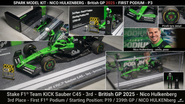 【スパーク(SP771)ご予約商品】海外別注 1/43 ザウバーC45 N.ヒュルケンベルグ 2025年イギリスGP3位 First F1 Podium / Starting Position: P19 / 239th 予価：税込￥29800