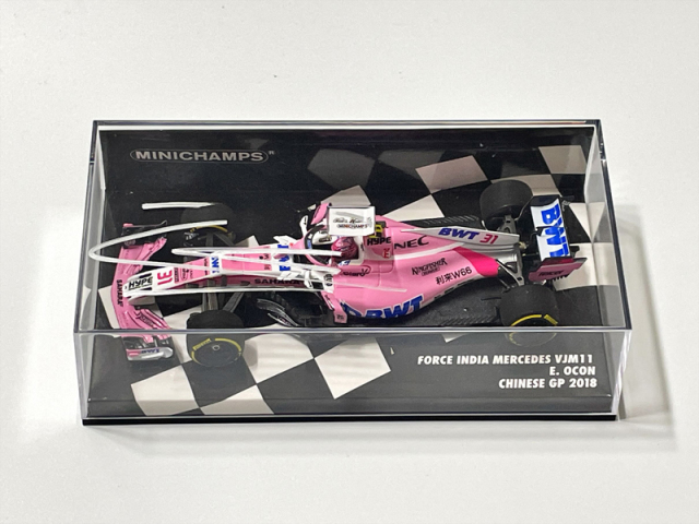E.オコン直筆サイン入 ミニチャンプス 1/43　フォースインディアVJM11　2018年中国GP