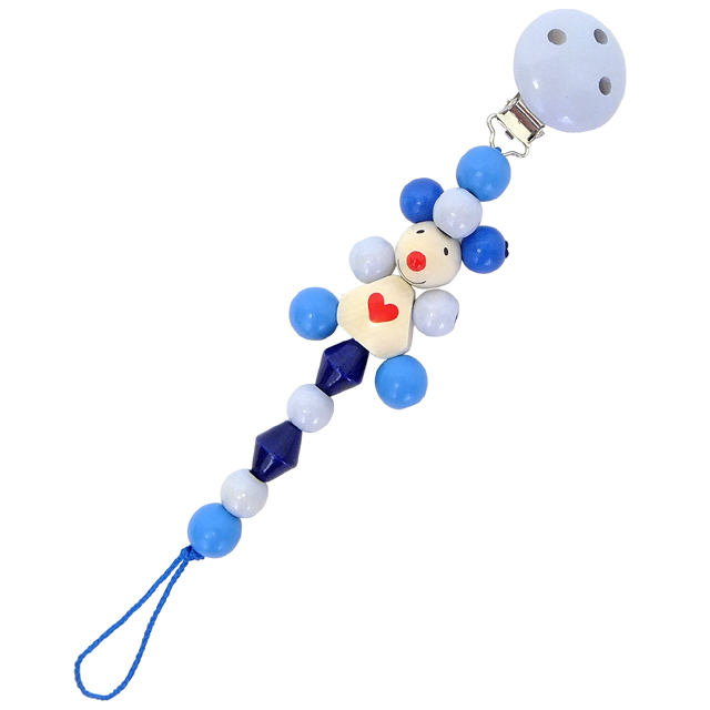 木のおもちゃホルダー ハートネズミ ブルー