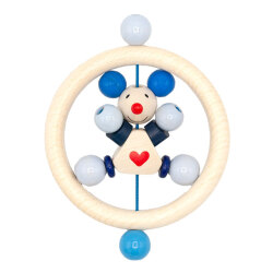 はじめての木のおもちゃ ハートネズミ ブルー