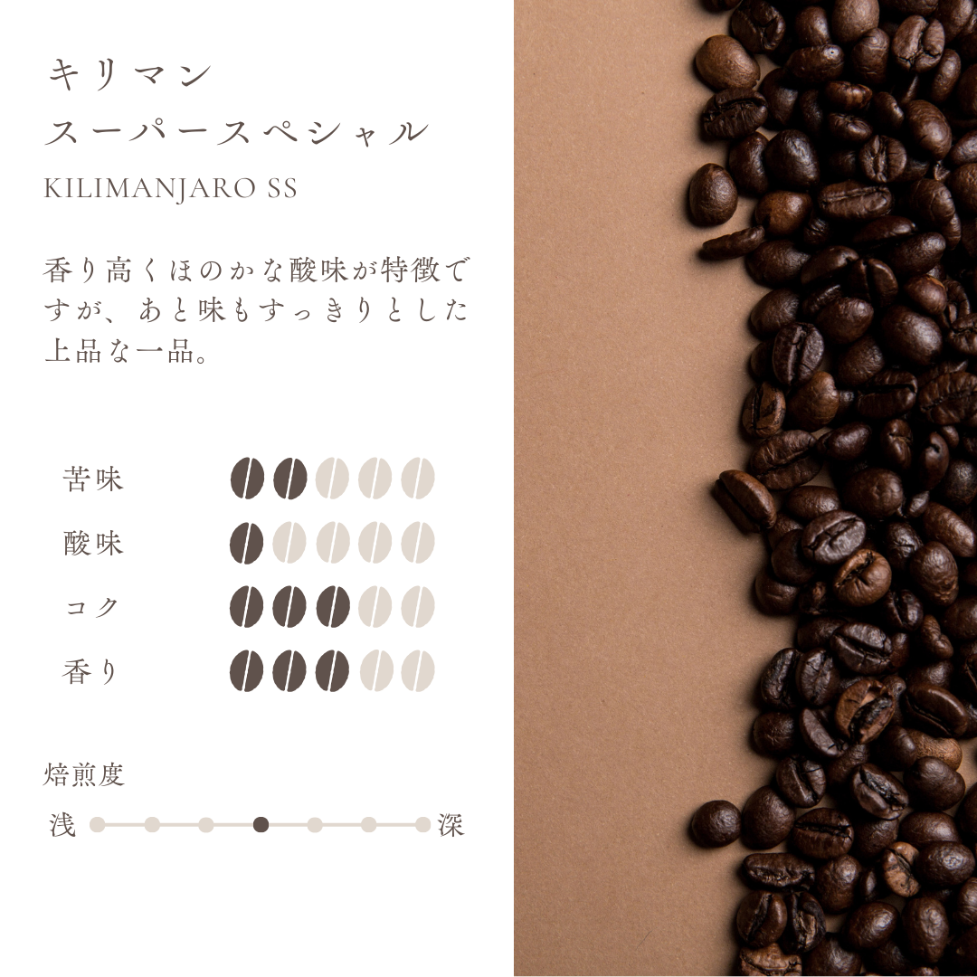 キリマンスーパースペシャル : 香りよくほのかな酸味でやわらかい味(★2.5)