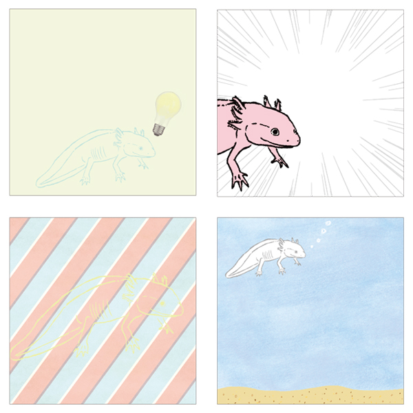 Animal Series メモパッド・スクエア<ウーパールーパー>