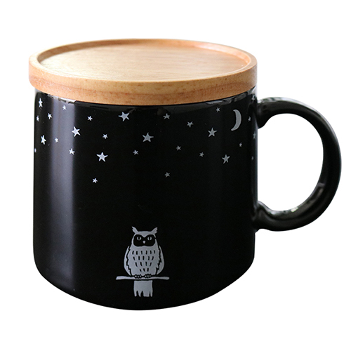 真夜中の雑貨店 フタ付きマグカップ フクロウ Mz 036