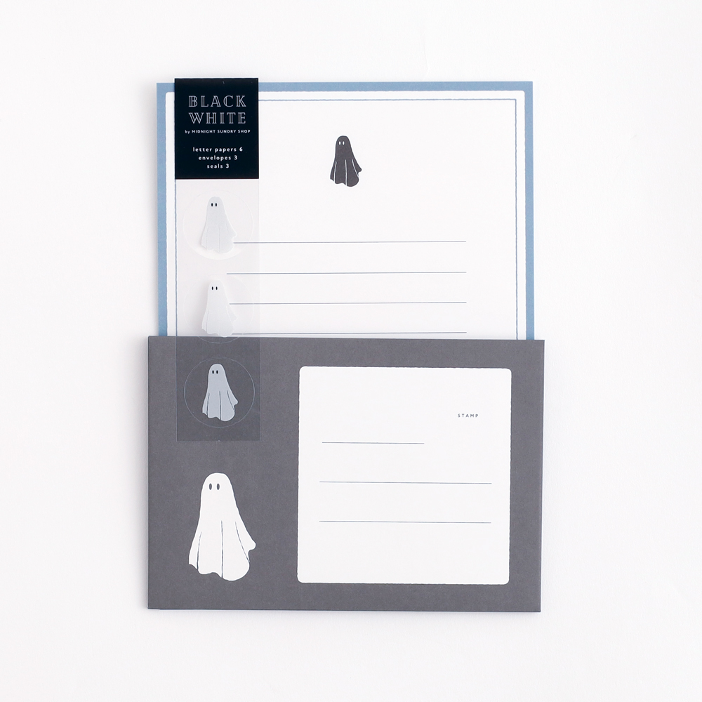 真夜中の雑貨店 BLACK WHITE レターセット＜オバケ＞ MZ-091