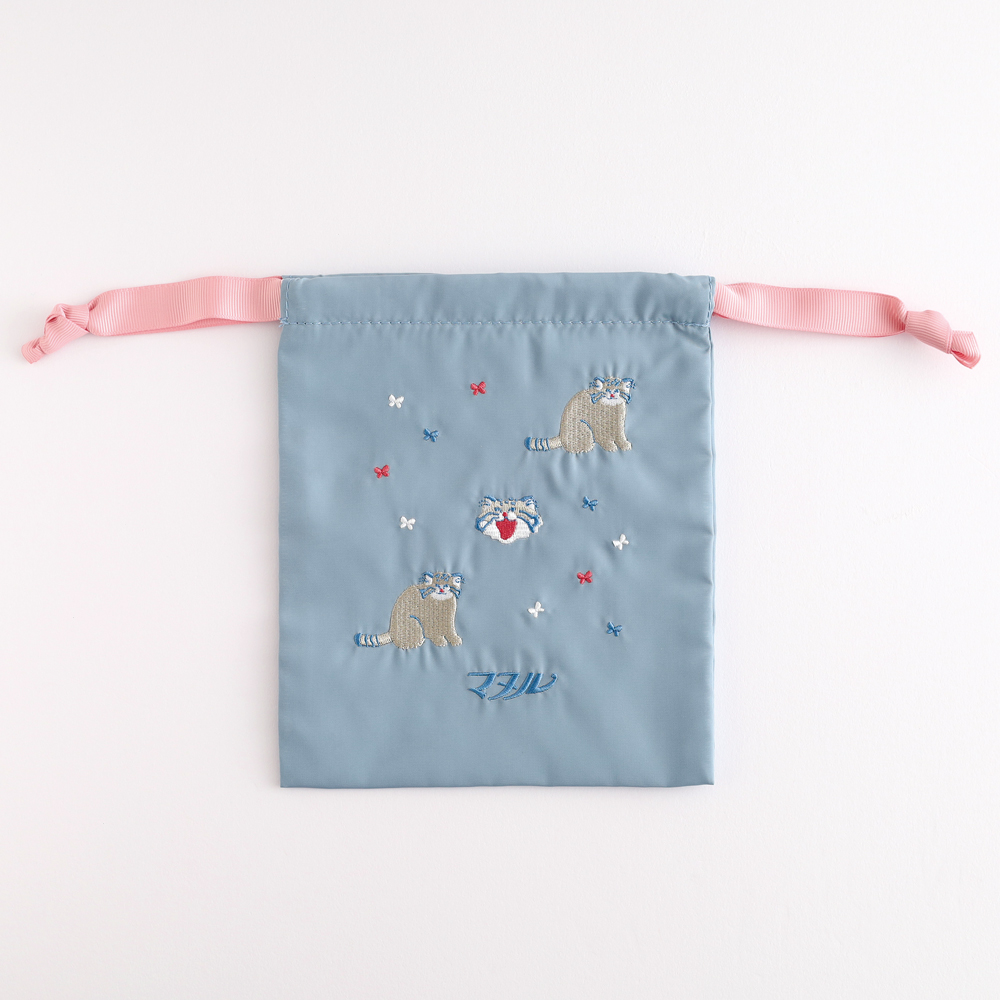 アニマル百貨店 刺繍巾着<マヌルネコ> AD-055