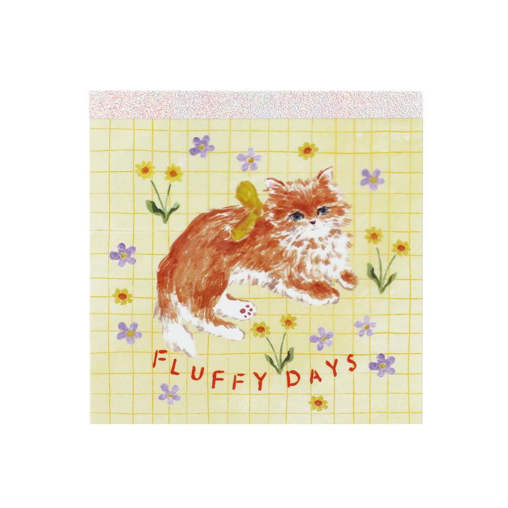 利光春華 メモパッド・スクエア（yellow ribbon cat） TH-001