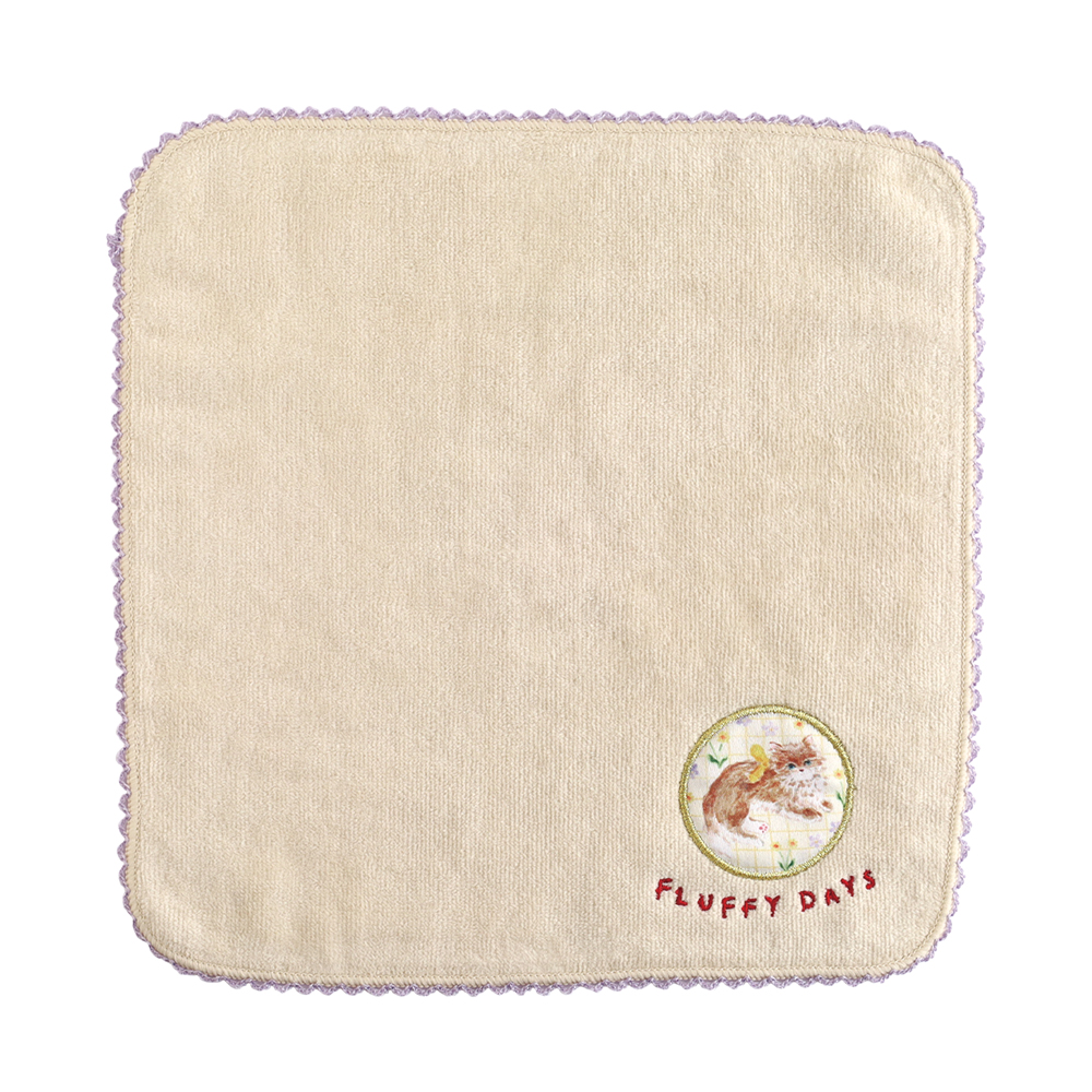 利光春華 タオルハンカチ（yellow ribbon cat） TH-029